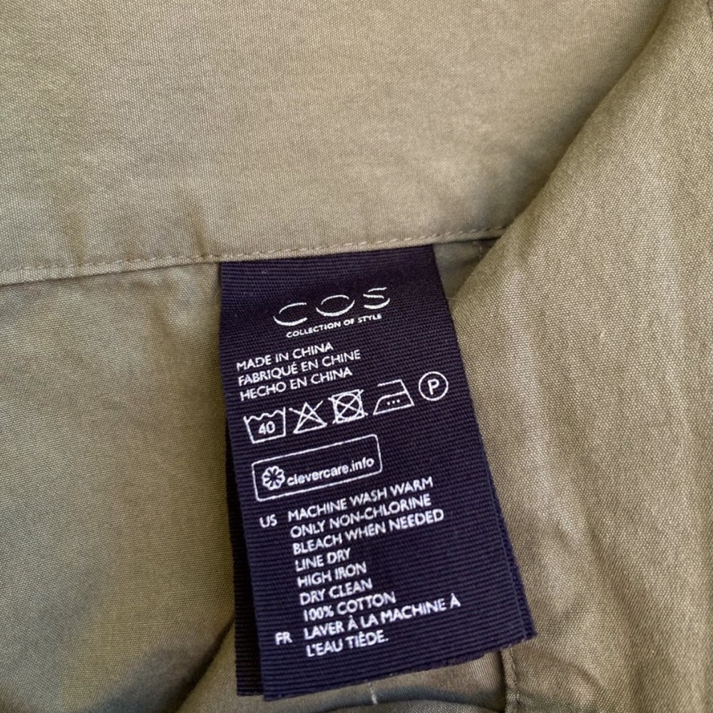 COS Cotton Button Fly Chino Pants Olive Green - Picture 4 of 4